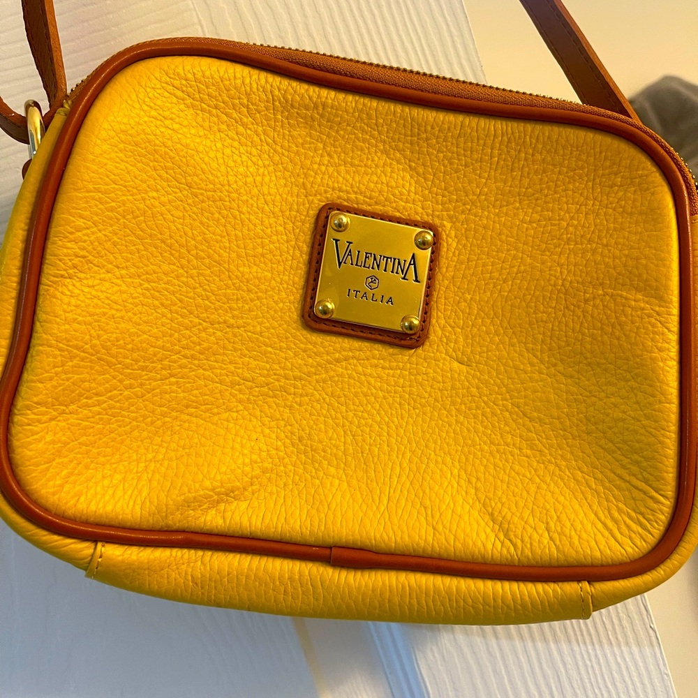 Valentina Yellow Leather Crossbody Bag